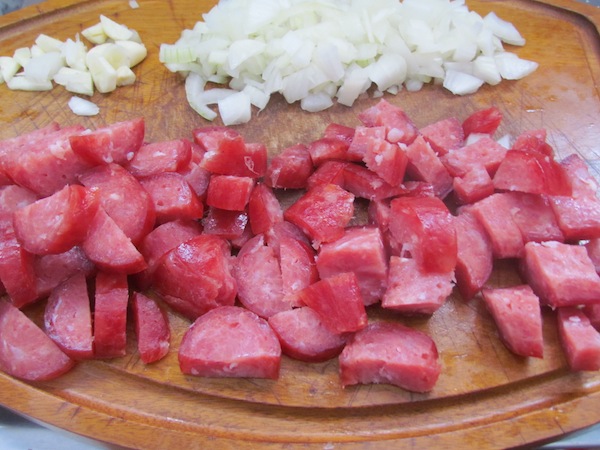 Recomendo usar linguiça defumada no preparo Recomendo usar linguiça defumada no preparo
