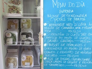 Massas artesanais e Menu do dia