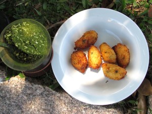 Mate e bolinhos de arroz